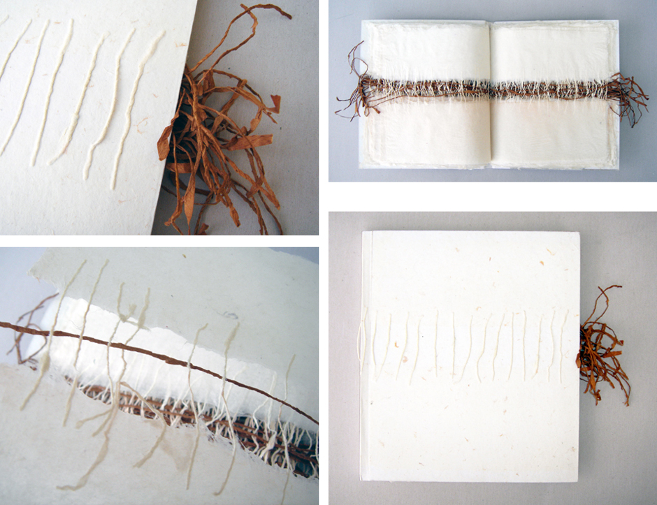 PaperPhine: Künstlerbuch, handgeschöpftes Buch mit Shifu - Papiergarn