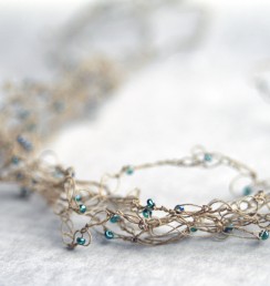 PaperPhine: Feine Häkel - Halskette mit kleinen Perlen - Papiergarn